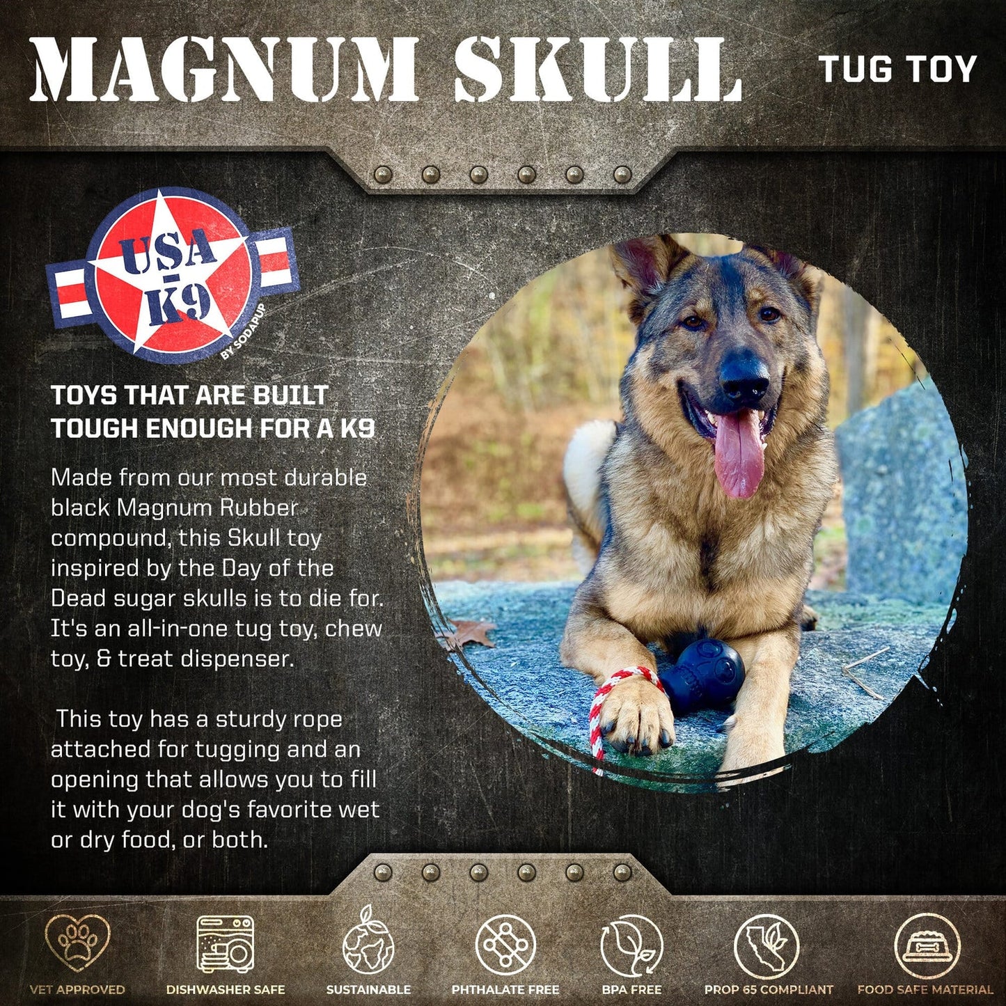SP - K9 - MAGNUM Skull Tug Toy - Ontario Wild Pet Shop